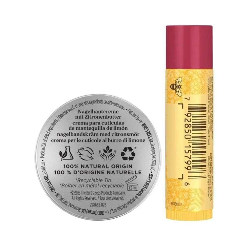 Burt's Bees Feelin Festive Gift Set Pomegranate Lip Balm & Lemon Hand Crm Lotion